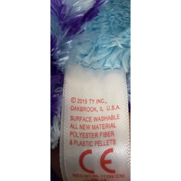TY Beanie Boo Oscar OWL 8” Plush Blue Purple  Blue Glitter Eyes Stuffed Animal - Picture 10 of 10